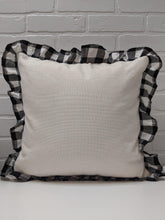 Linen cushion cover 16x16 with black plaid ruffle-Sublimation Blank-Elliott Creations